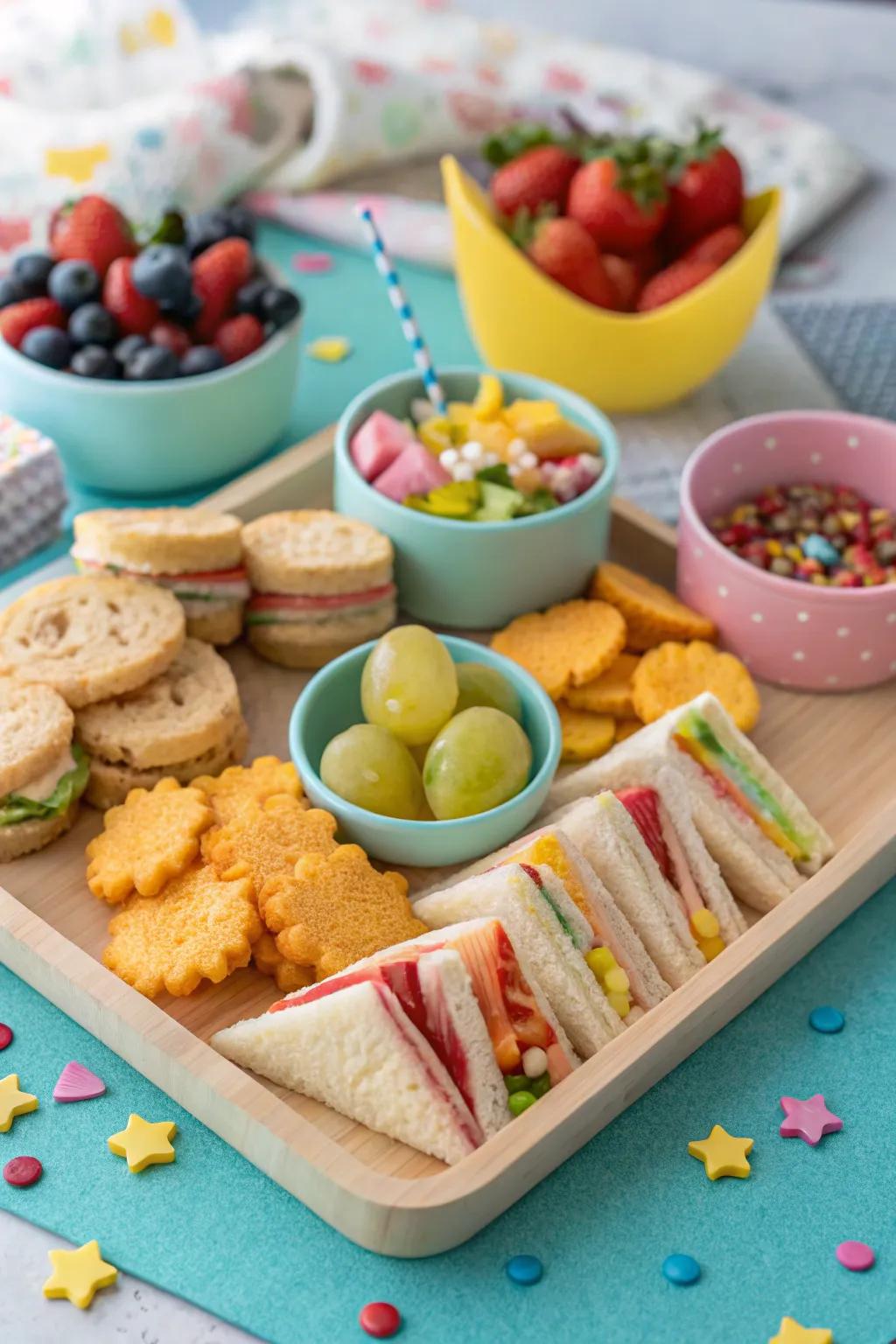 A playful grazing board for kids.
