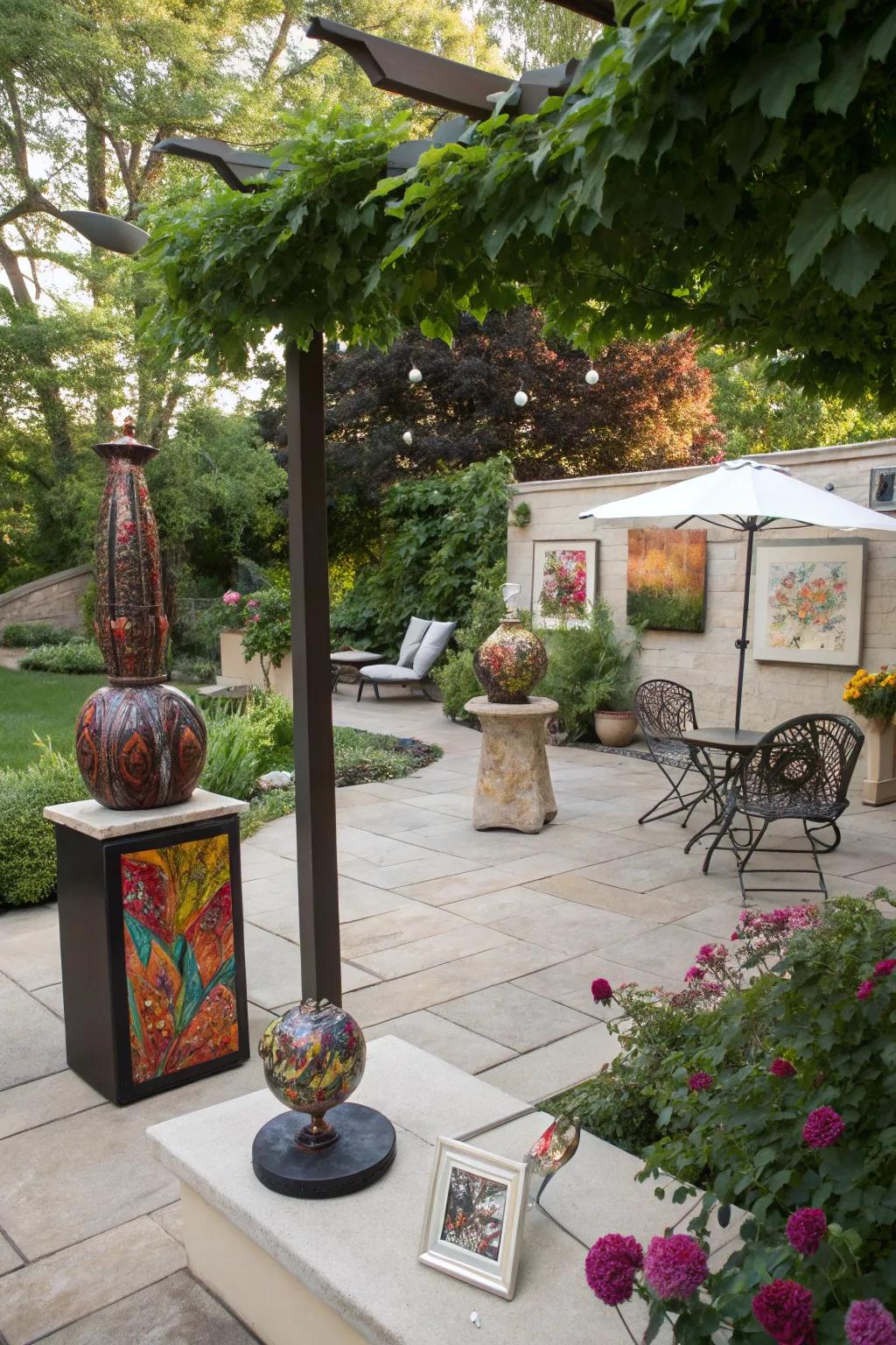 Outdoor art adds a personal touch to your patio space.