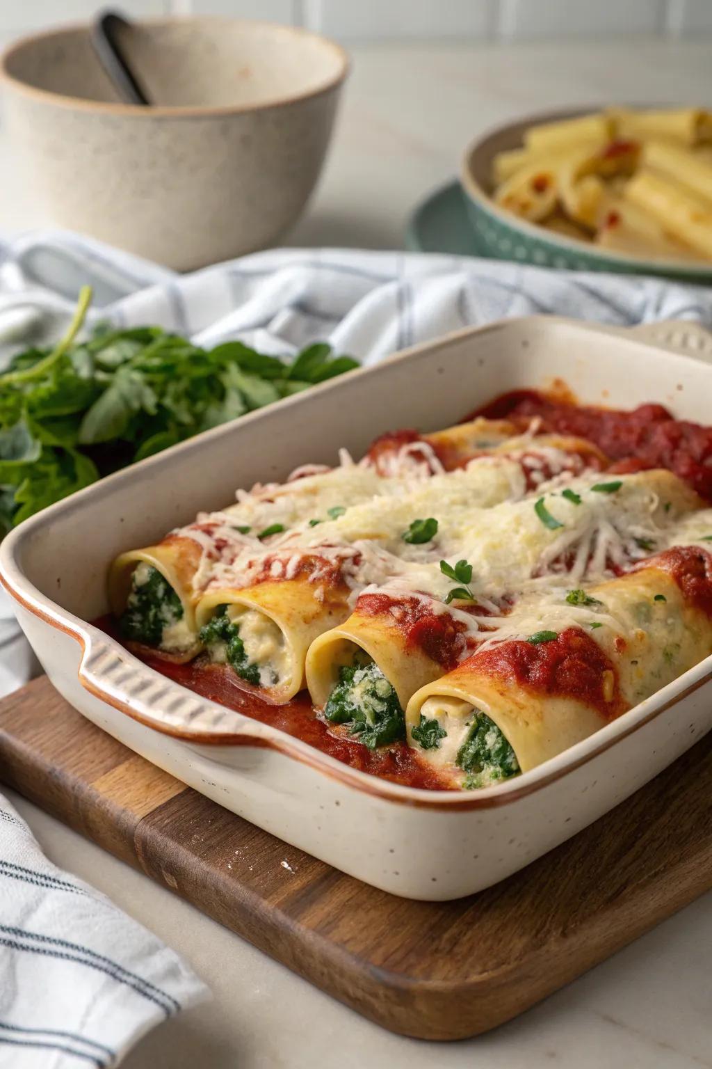 Poultry greens and ricotta rolls, an Italian classic with a twist.