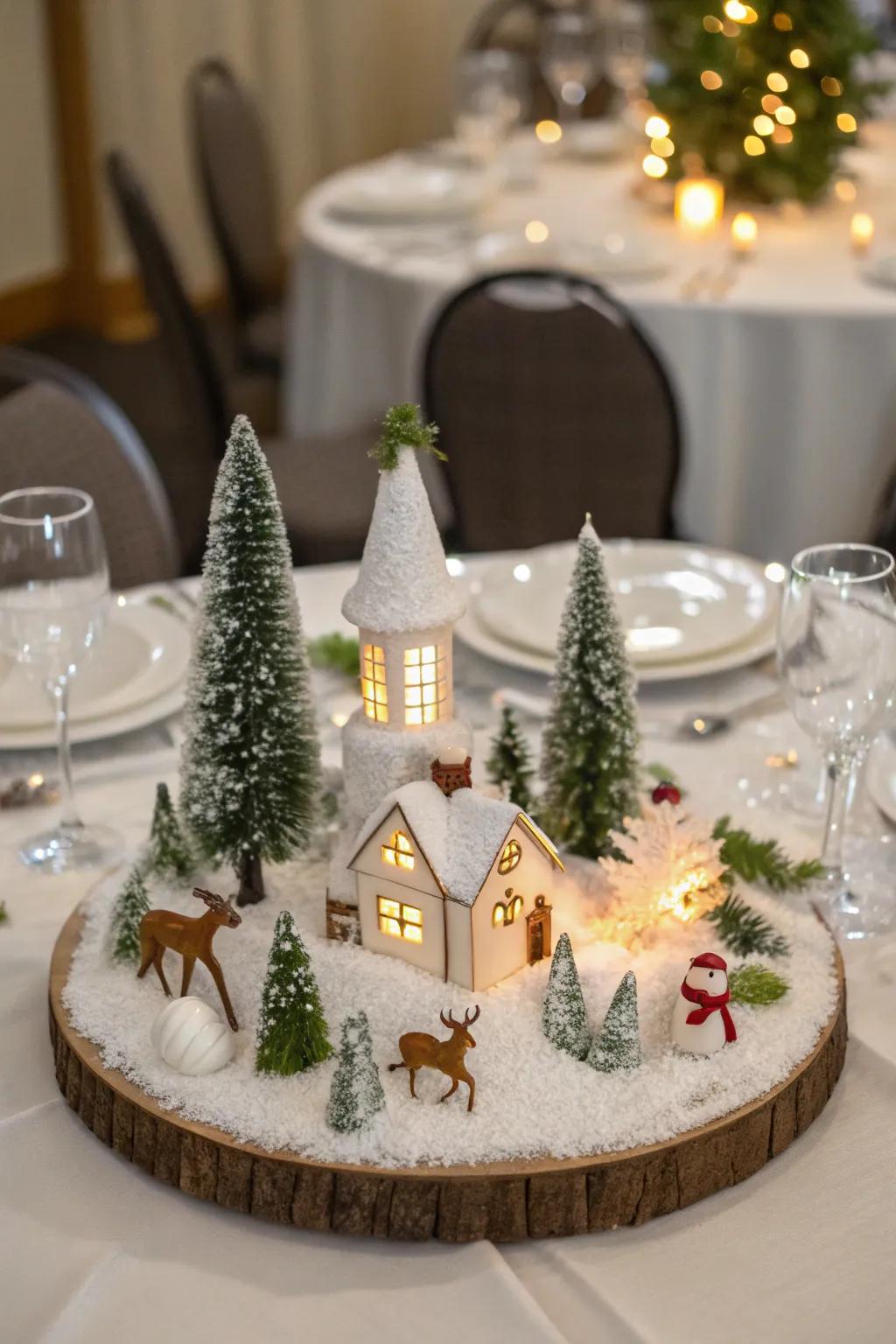 Small-scale winter scenes add whimsy and delight.