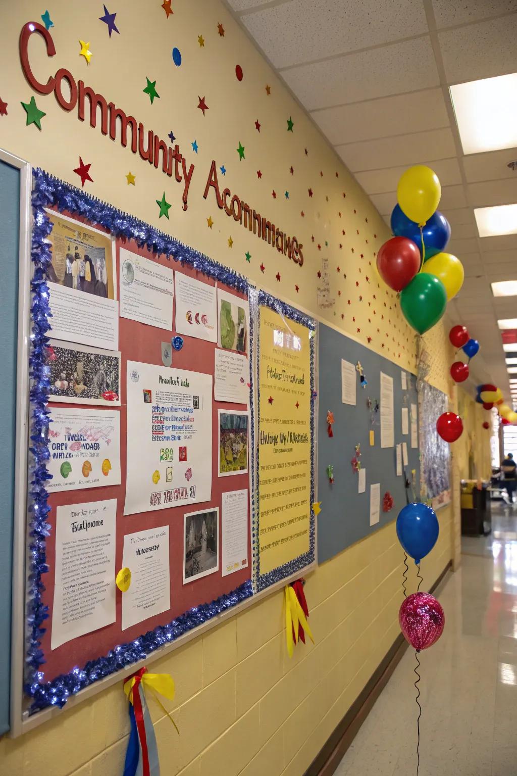 A bulletin board showcasing celebrated successes within the community.