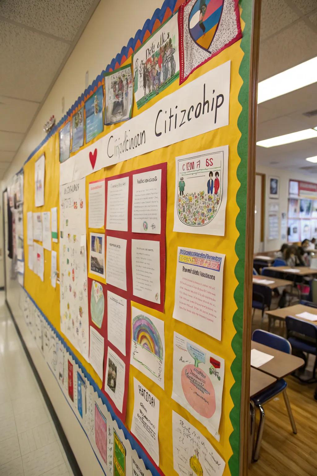 Student artwork expressing ideas about citizenship.