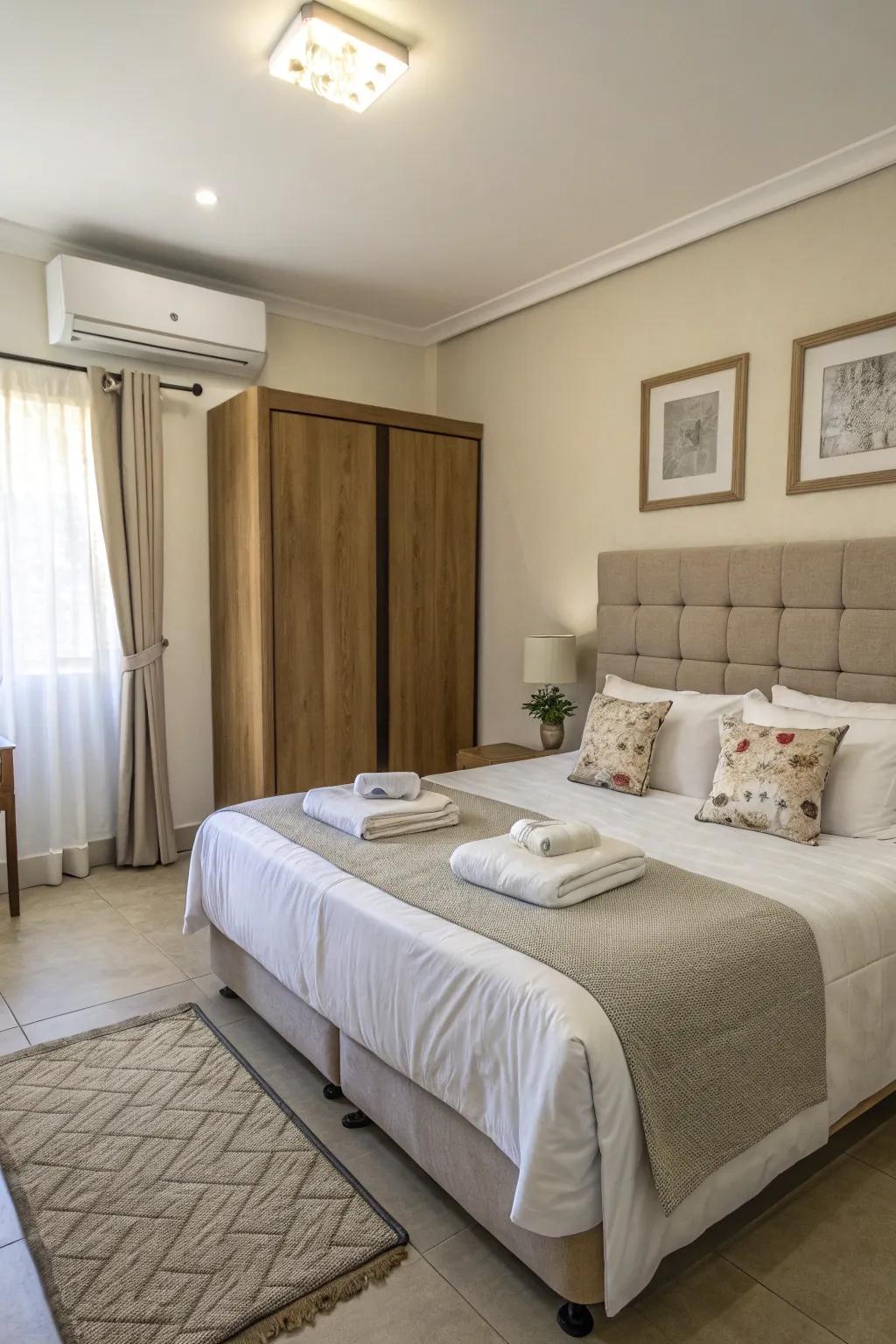 A regular cleaning routine keeps the bedroom fresh and welcoming.