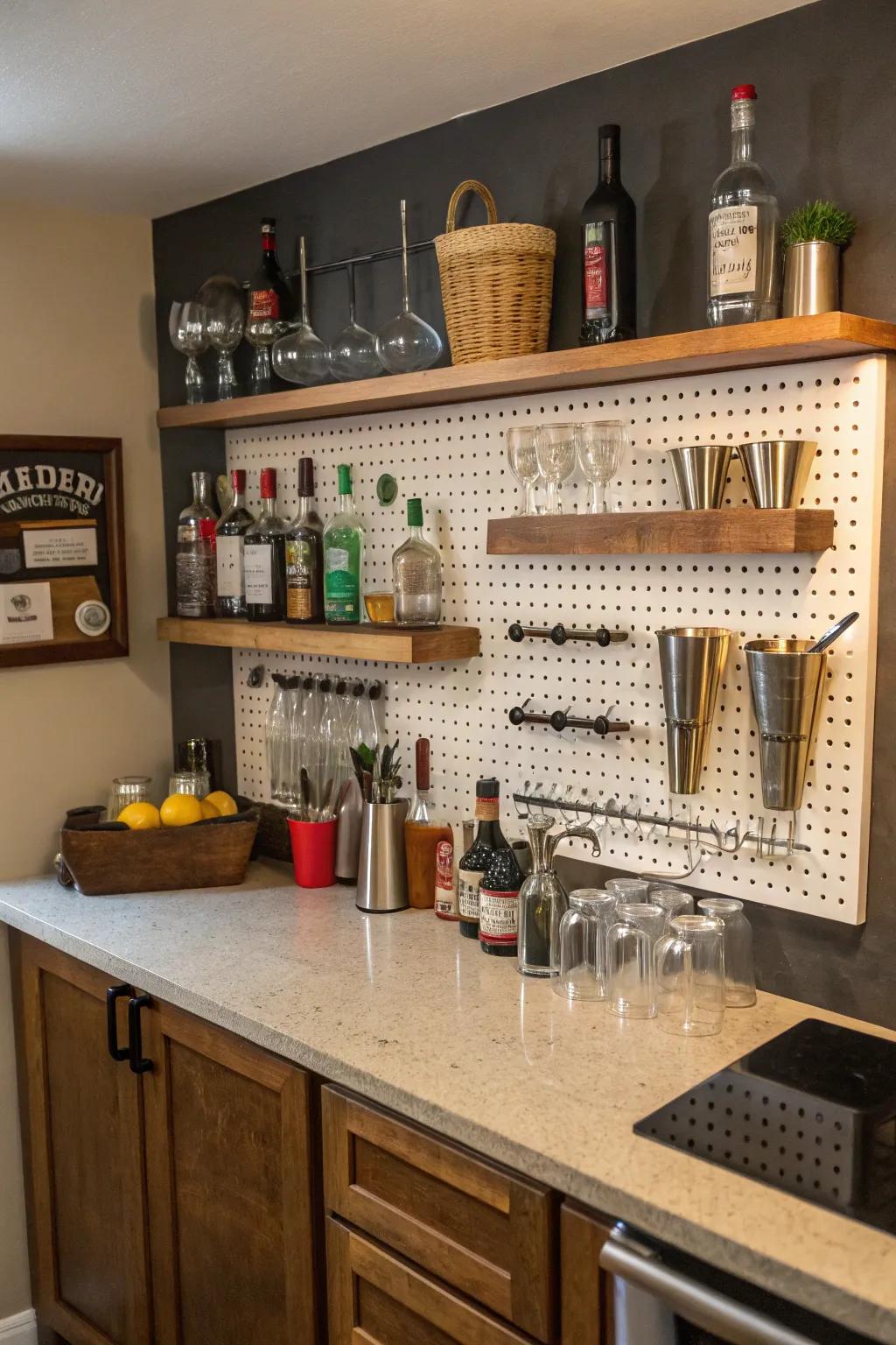 Tool boards keep tools tidy and easy to reach.