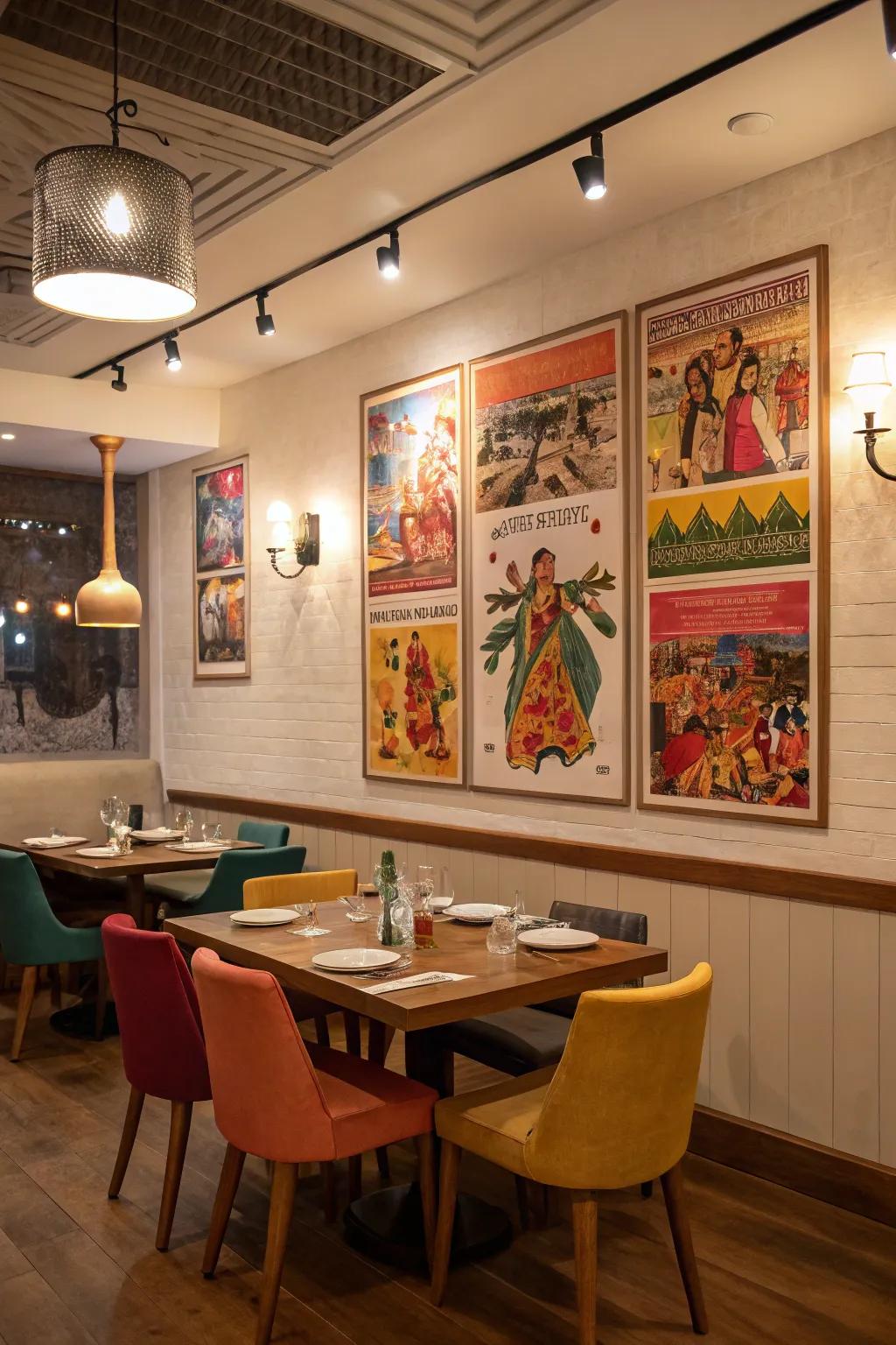 Honoring global culture poster infusing a dining space with worldwide energy.