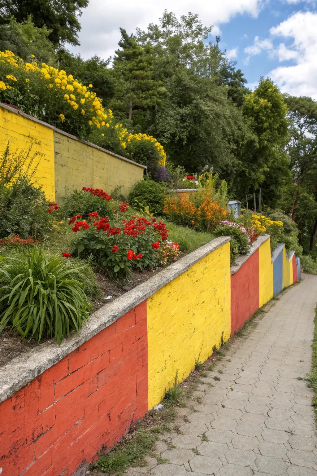 Bold colors allow retaining structures to stand out beautifully.