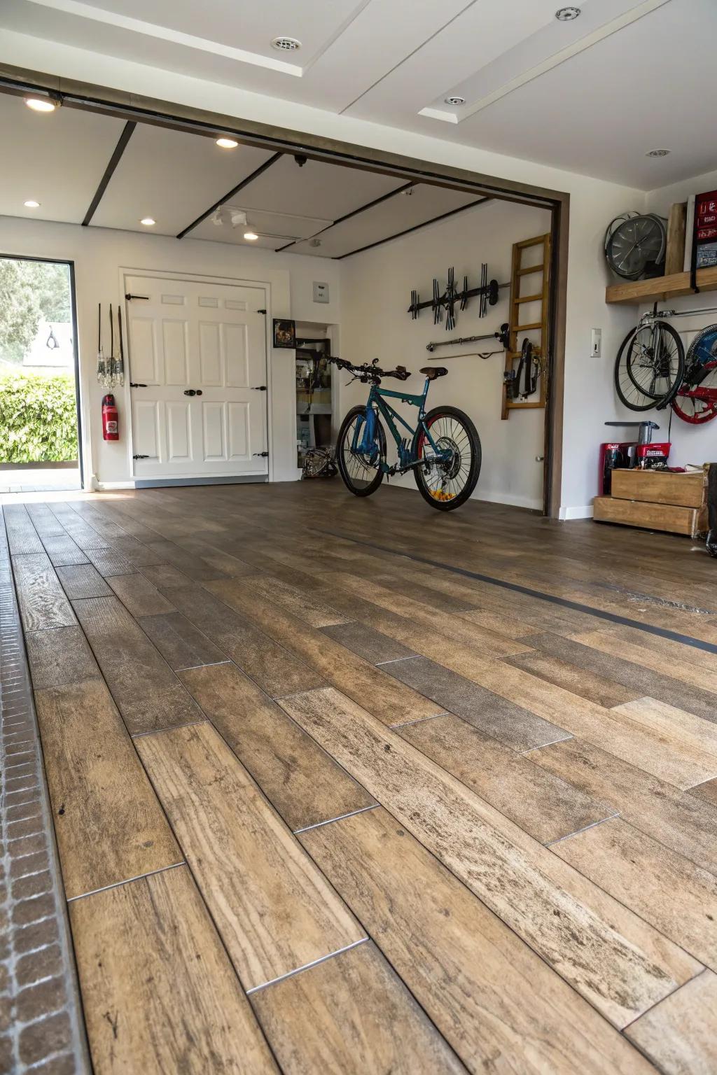Timber look squares blend rustic charm with durability.
