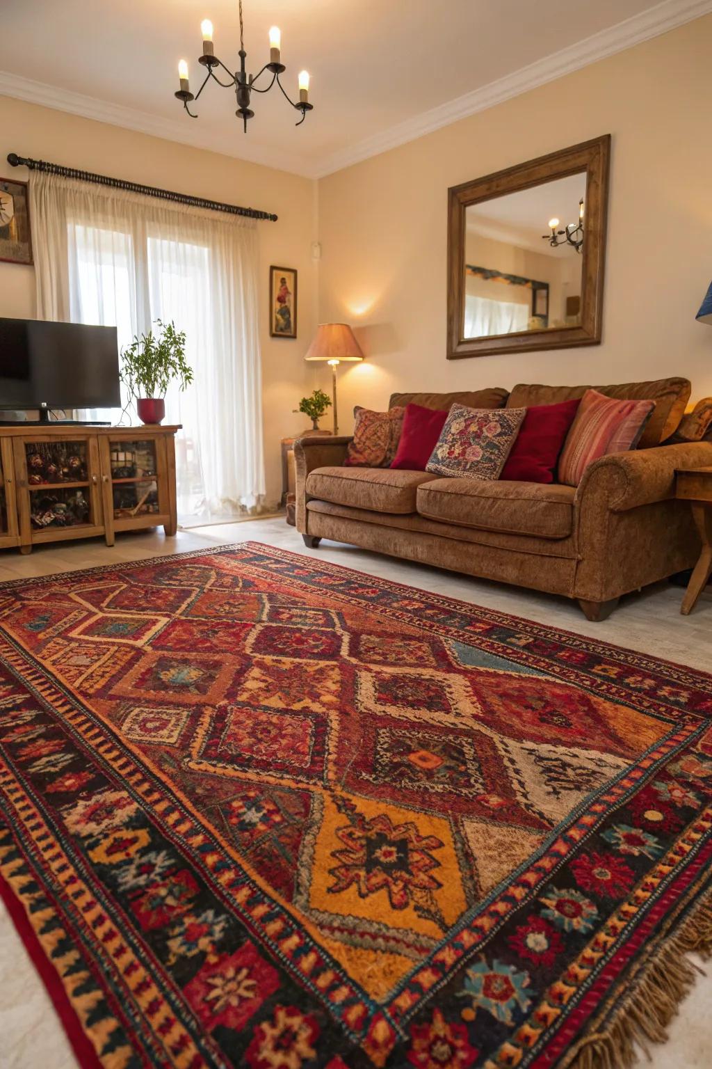 Unique floor coverings add texture and warmth to your living room.