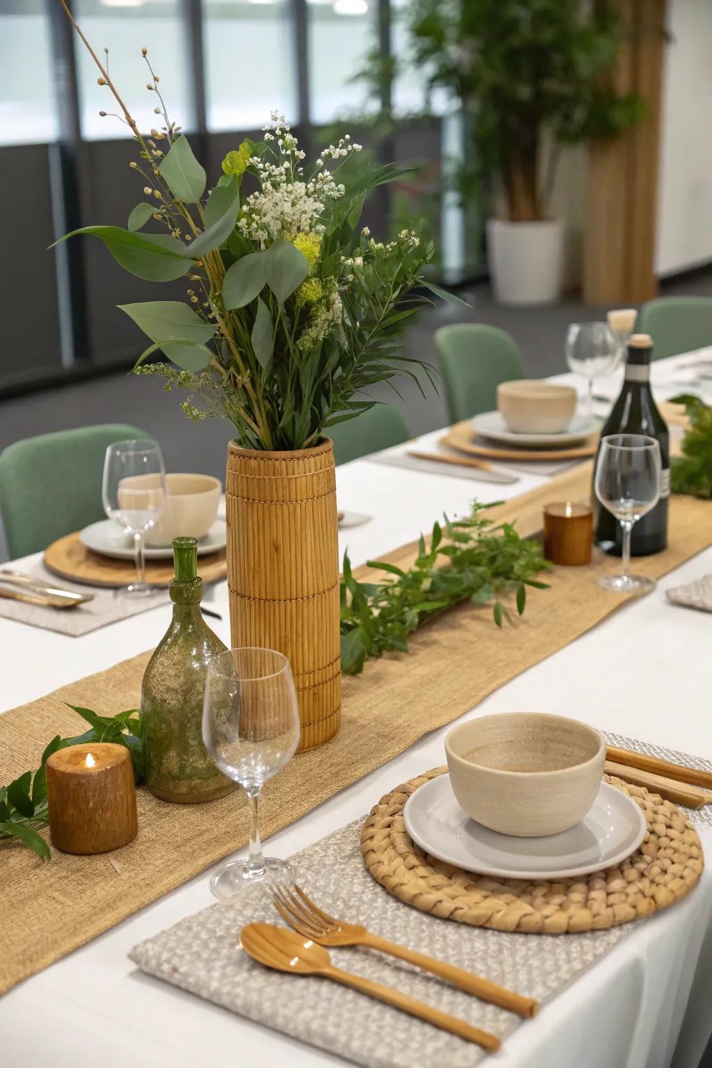 Lasting choices with eco-friendly centerpiece materials.