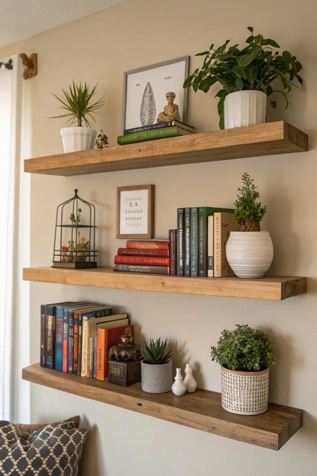 Floating shelves make your room more useful and stylish.