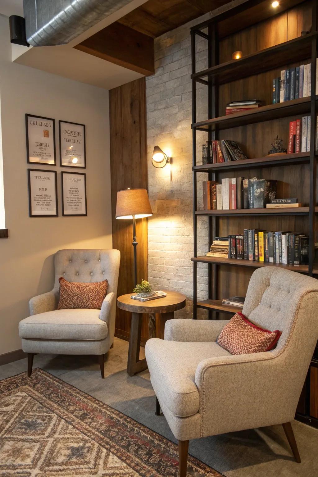 A perfect blend of function and style in this thoughtfully designed reading nook.