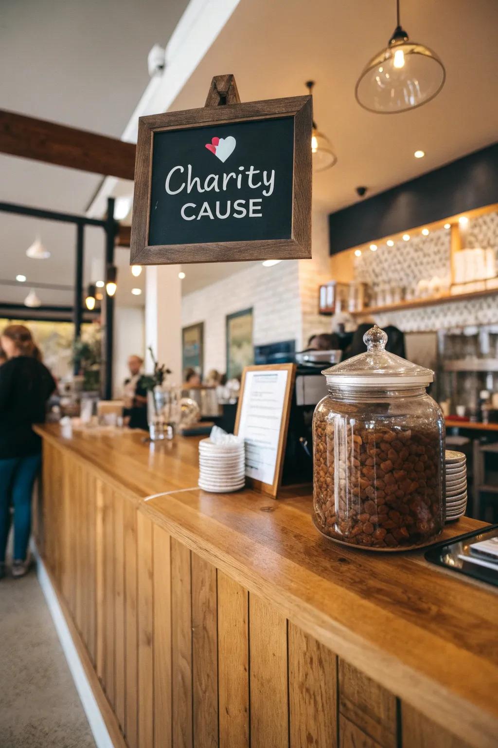 A charitable tip jar inviting generosity