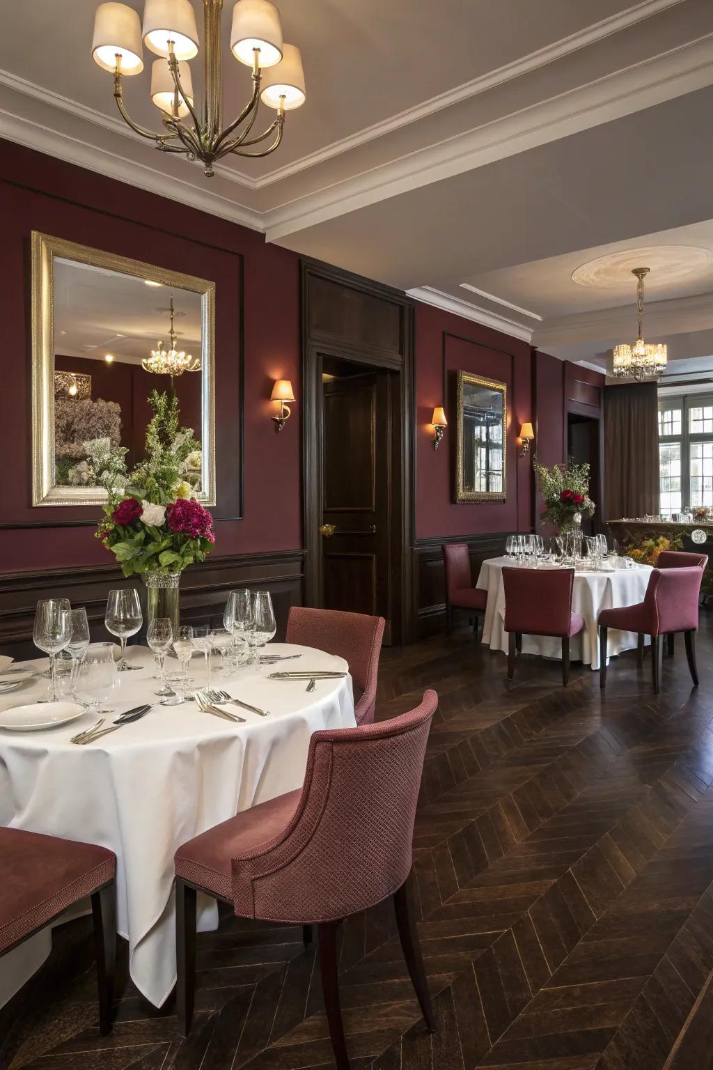 Burgundy walls add richness and warmth to any room.