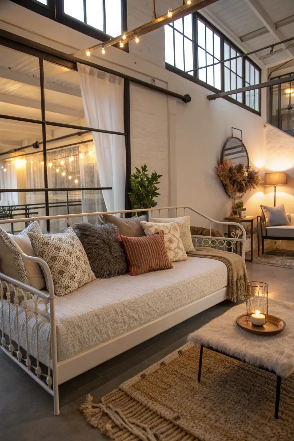 Incorporating a daybed into your loft is a great way to create a cozy getaway.