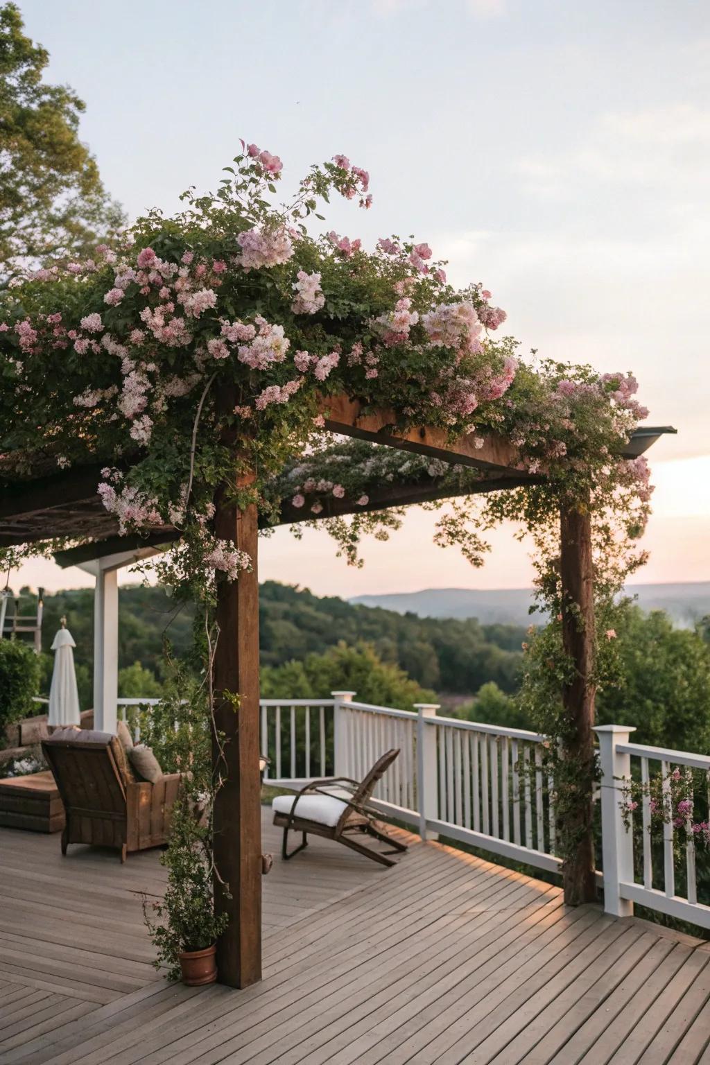 Trellis tops with flowering vines offer a natural, heartfelt touch.