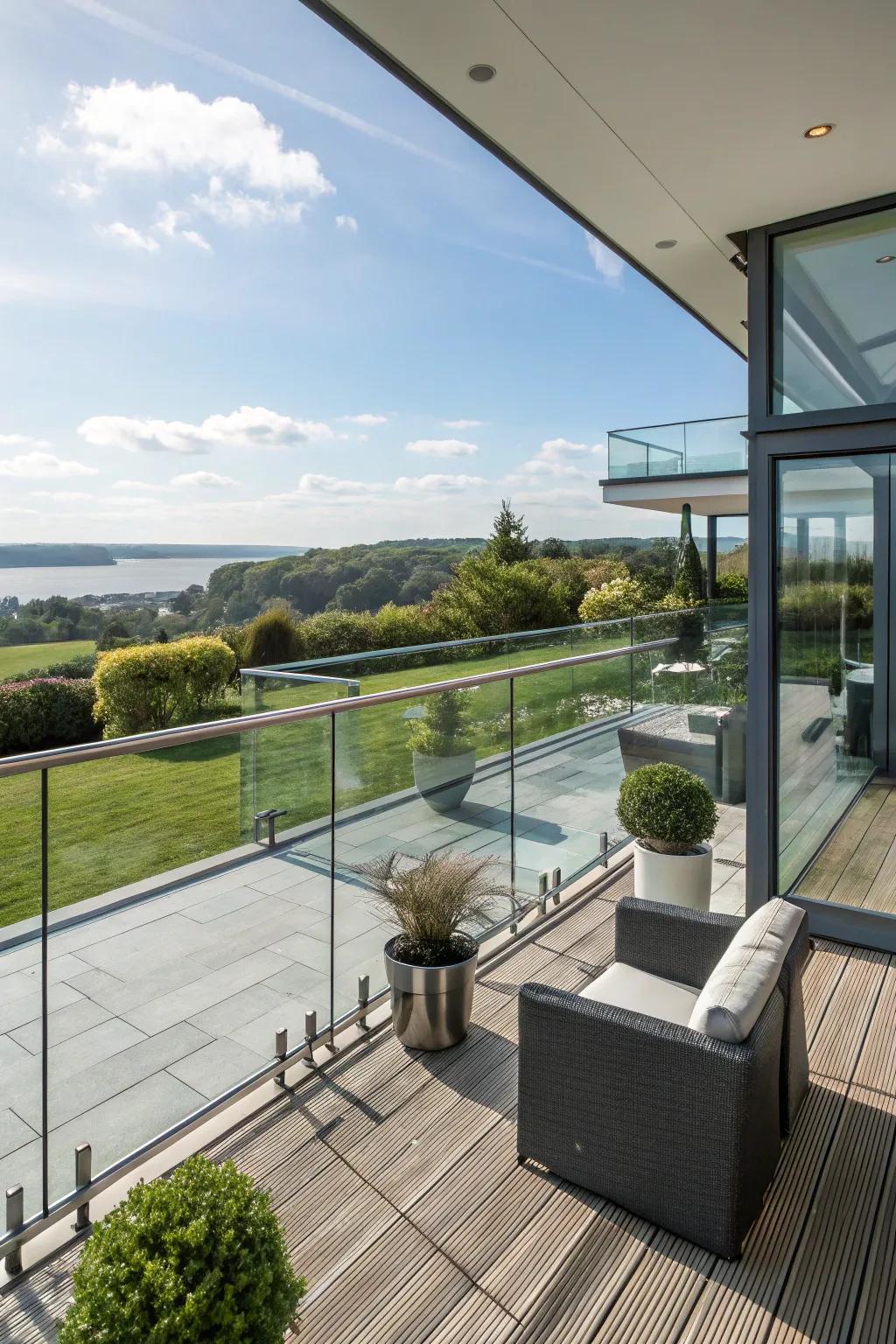 Glass railings provide safety without compromising on the view.