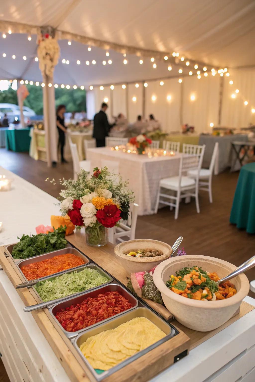 Hands-on food stations introducing fun and engagement at a ceremony.