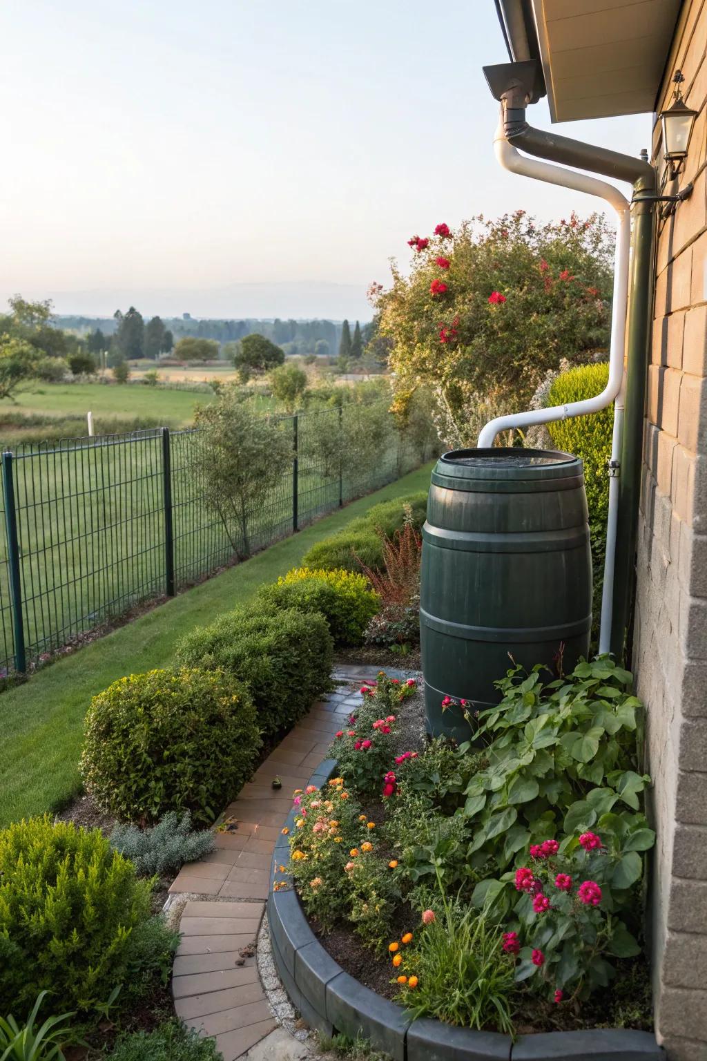 Rainwater reservoirs provide eco-friendly charm and practicality.