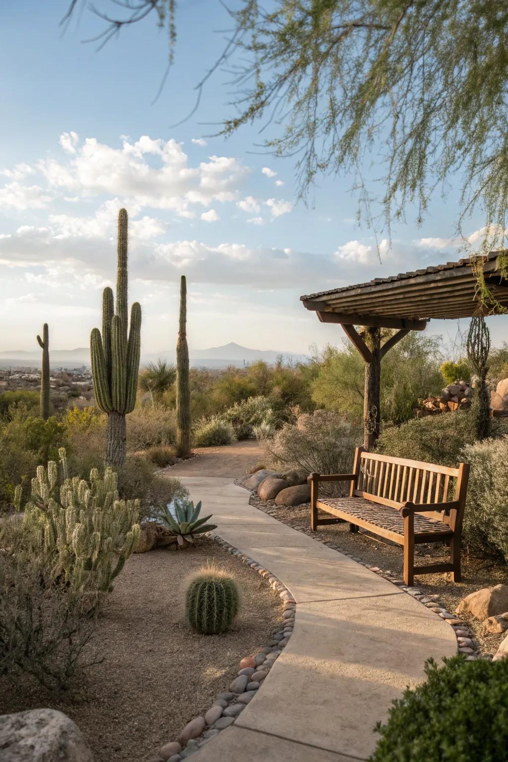 A serene meditation spot surrounded by the tranquility of the desert.