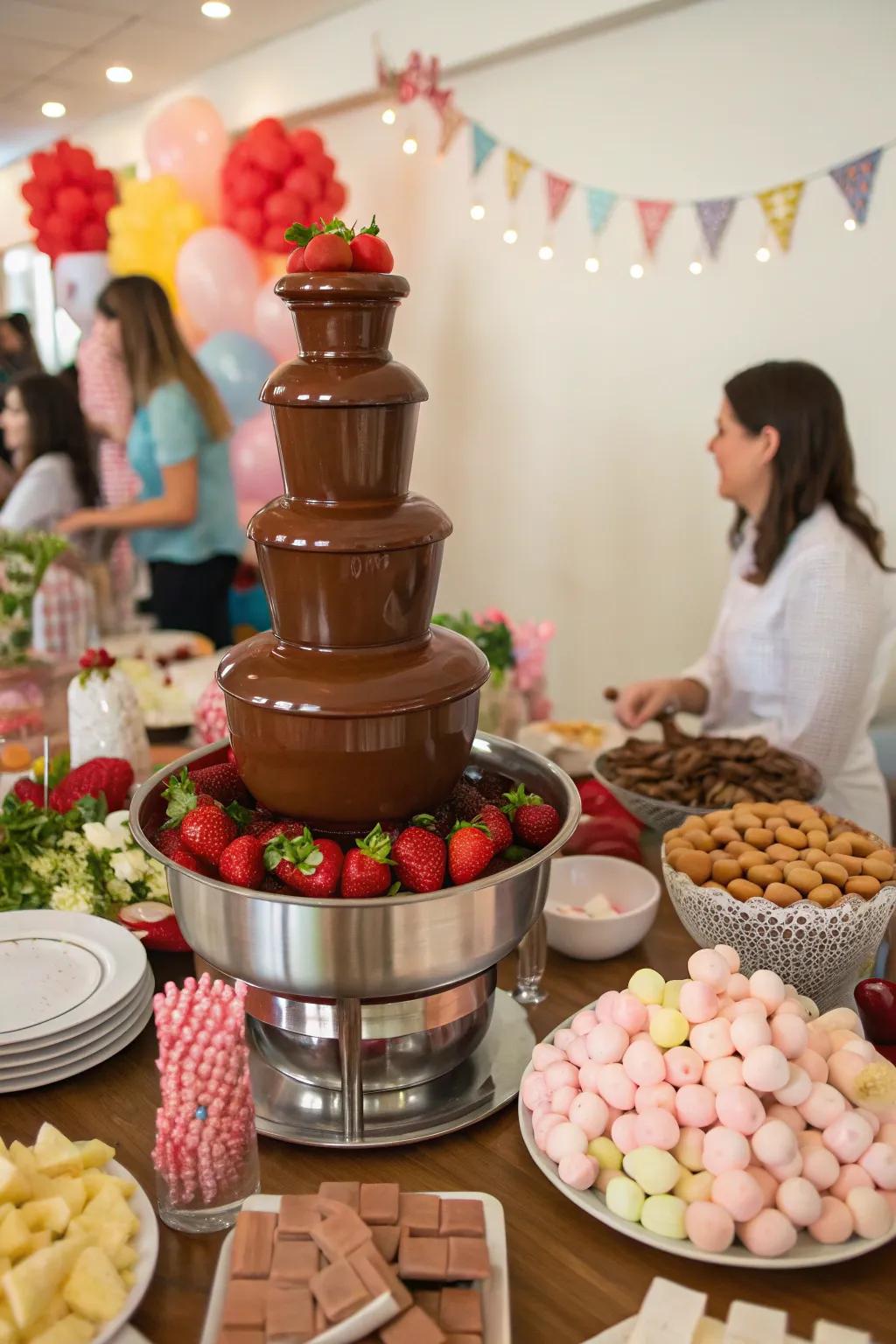 A fun chocolate fondue spring for delightful dipping.