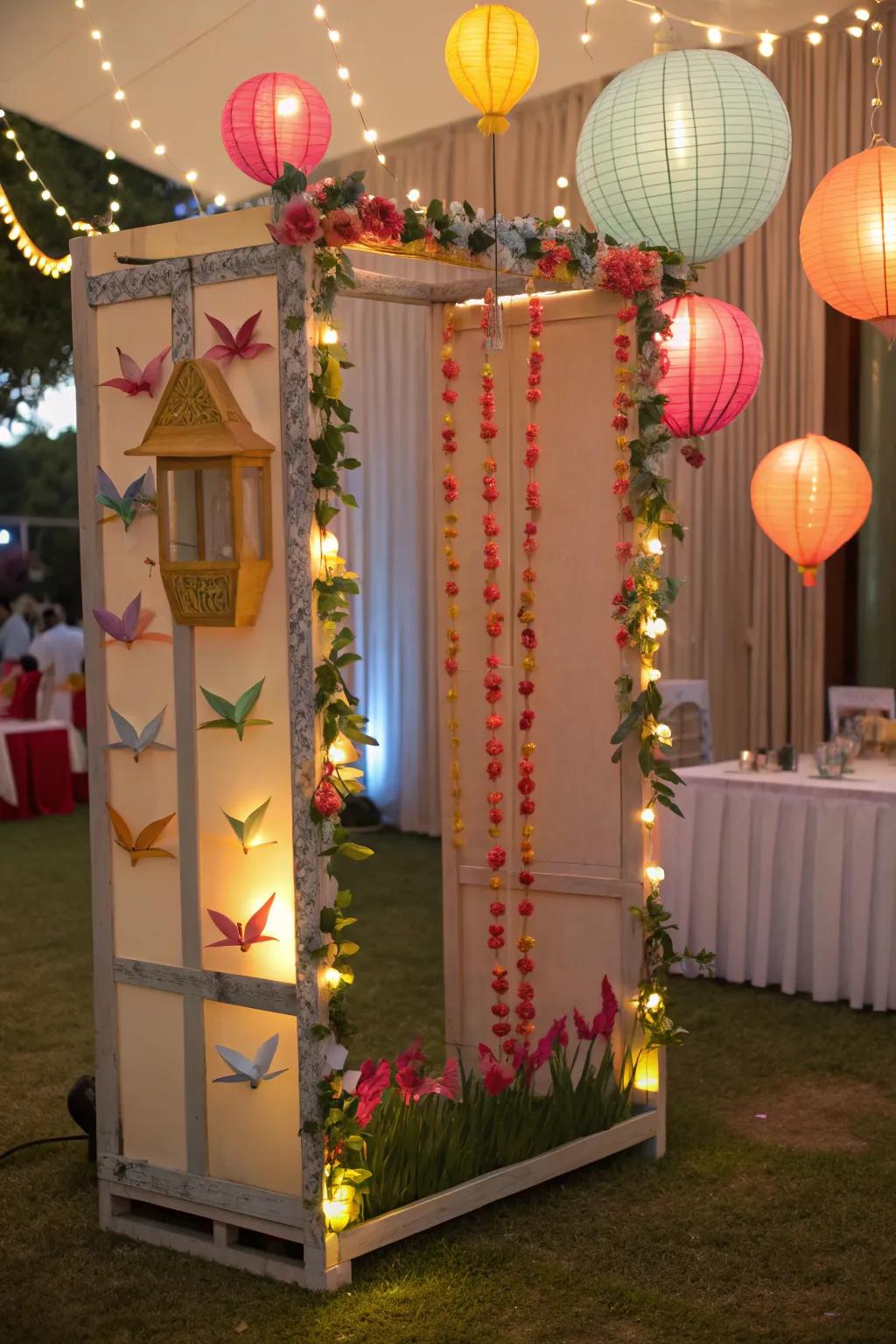 Imaginative origami ornaments injecting a unique allure into the corner.