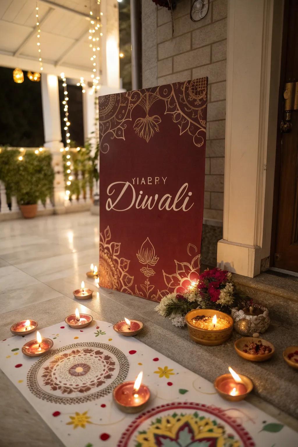 A personalized Diwali poster with custom greetings.