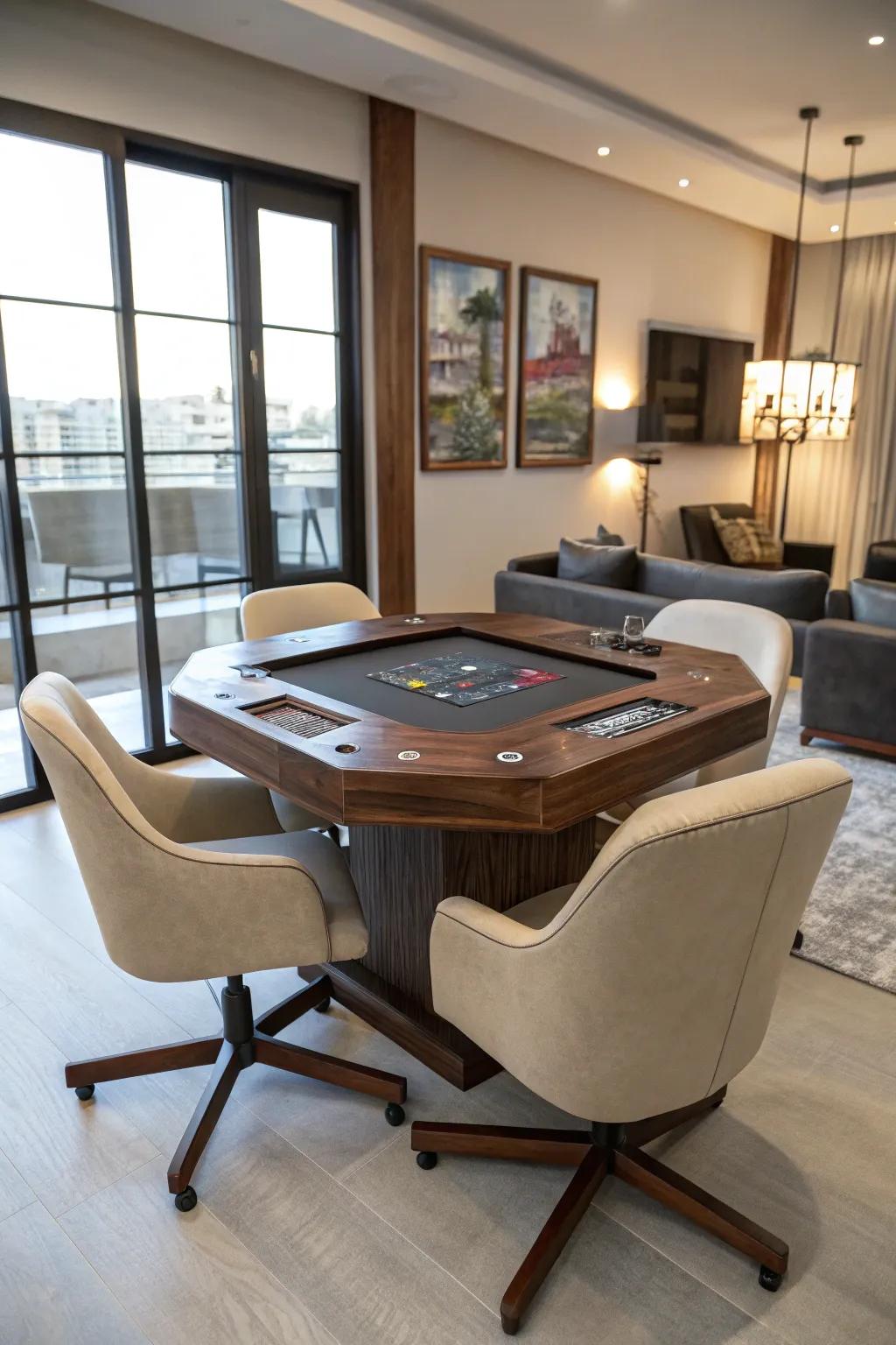 Integrated outlets ensure all your devices are charged and ready to go.