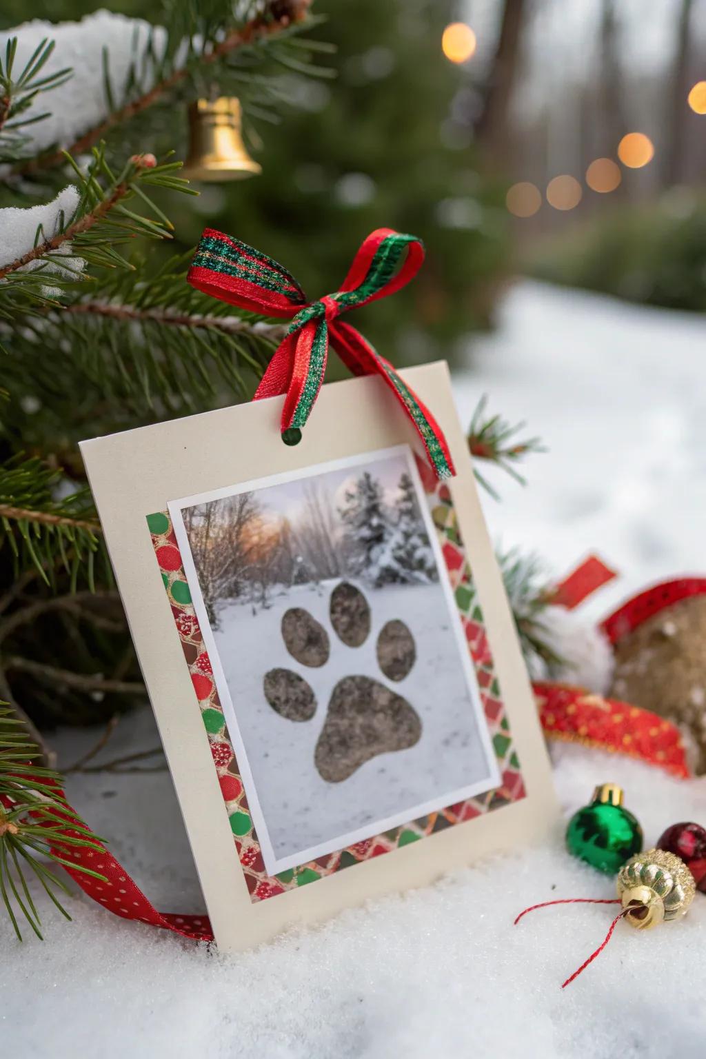 A personal sentiment with a paw print souvenir.