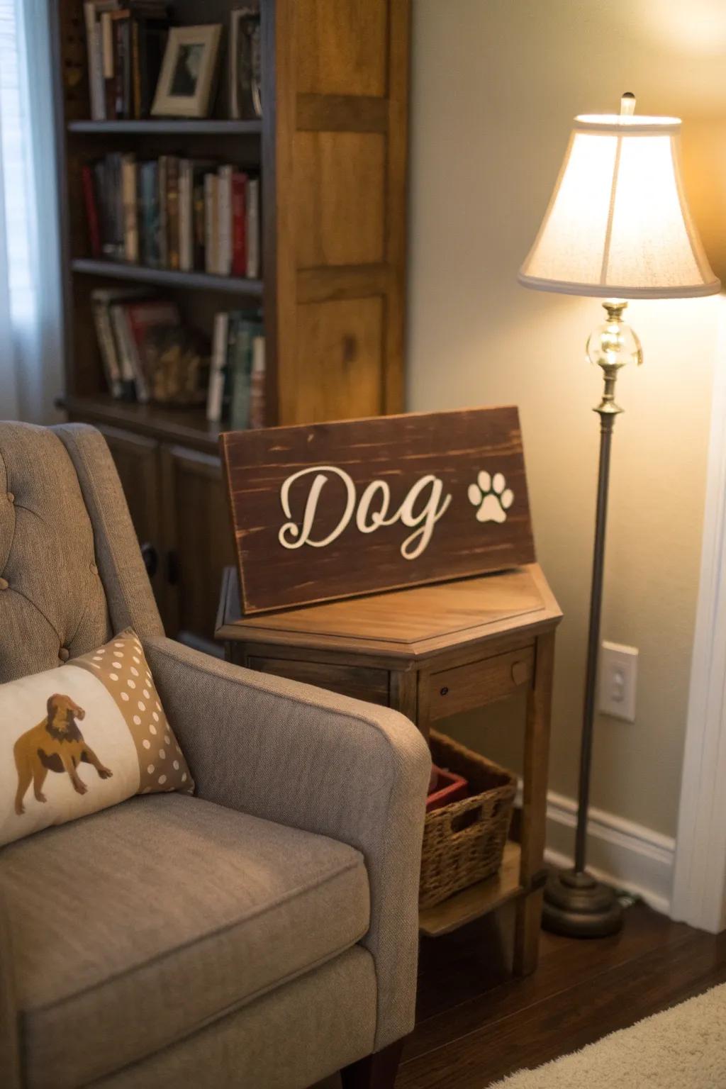 Add a personal touch with unique pet name signs.