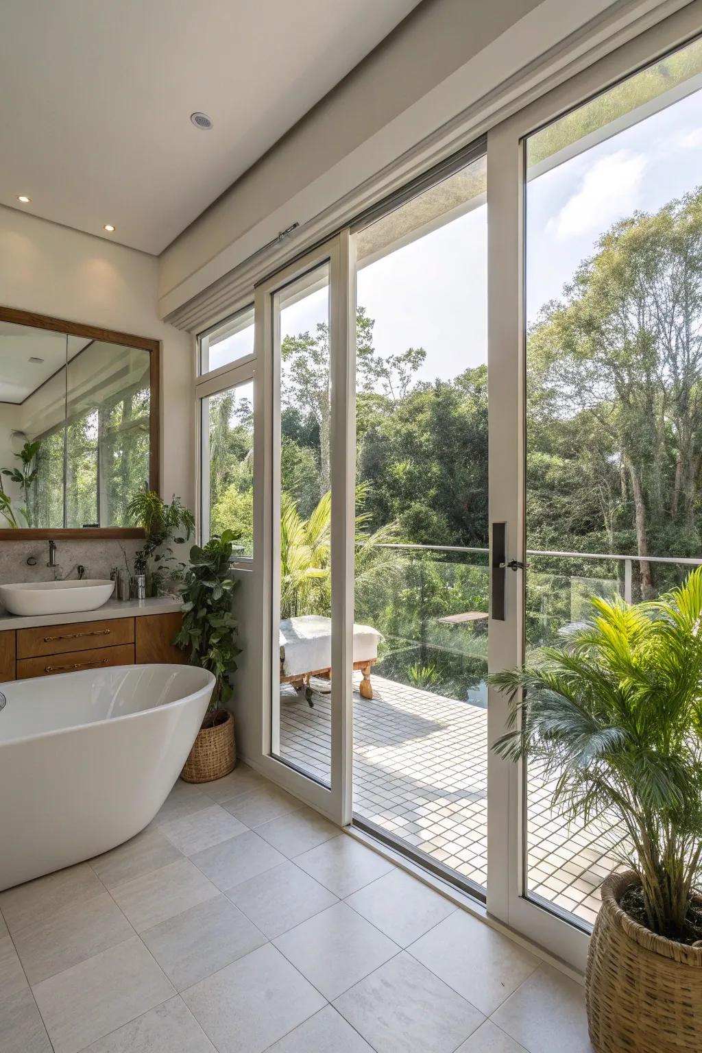 Inside-outside bonds bring natural beauty into your bathroom.
