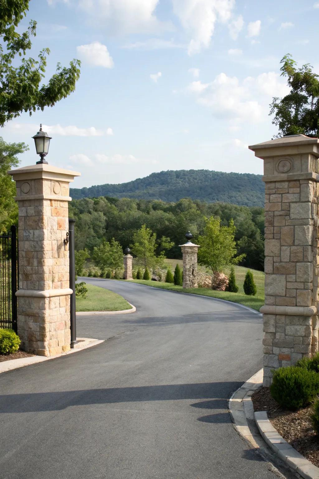 Pillars can create a grand and elegant entrance to your driveway.