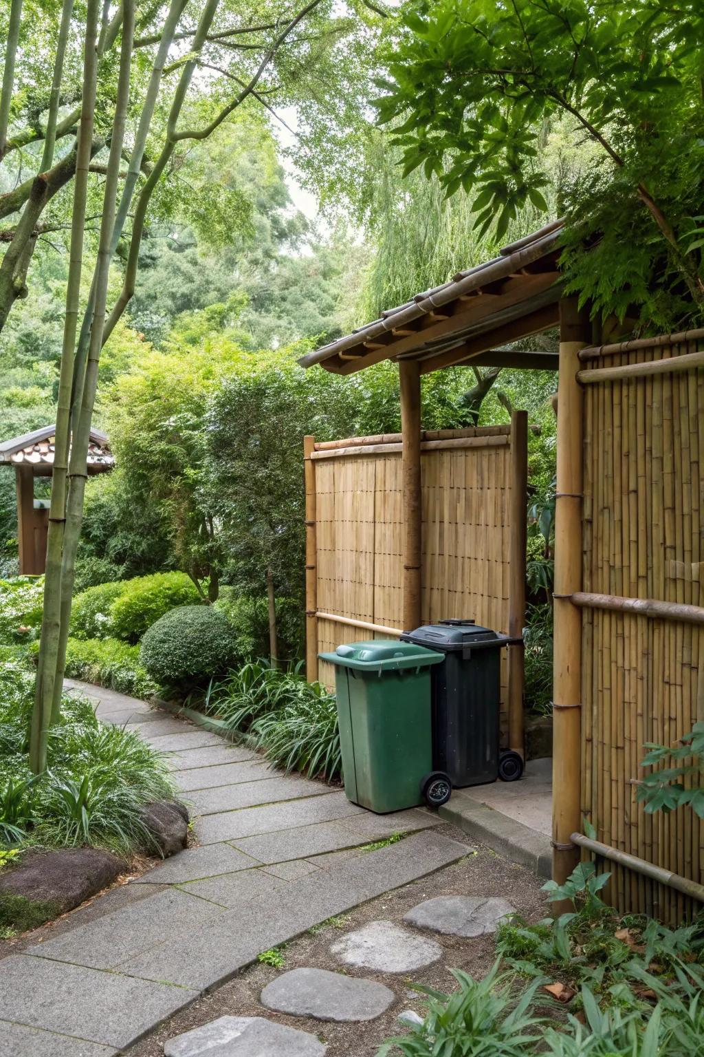Cane screens offer a simple and eco-friendly way to hide bins.