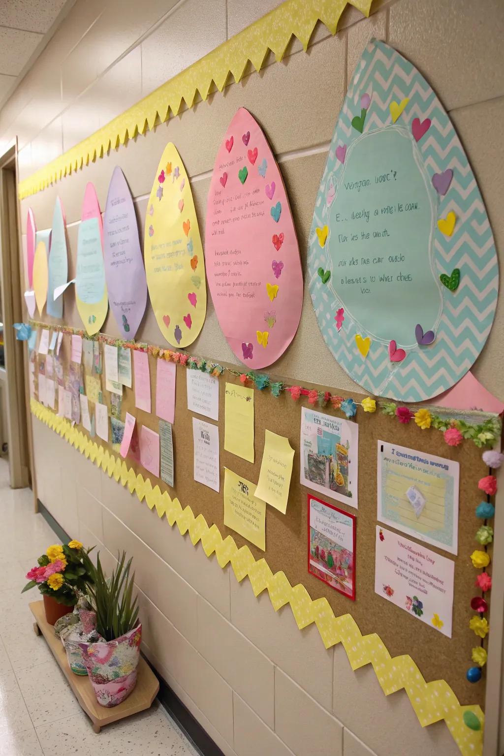 Egg-shaped borders adding a festive framing to the board.