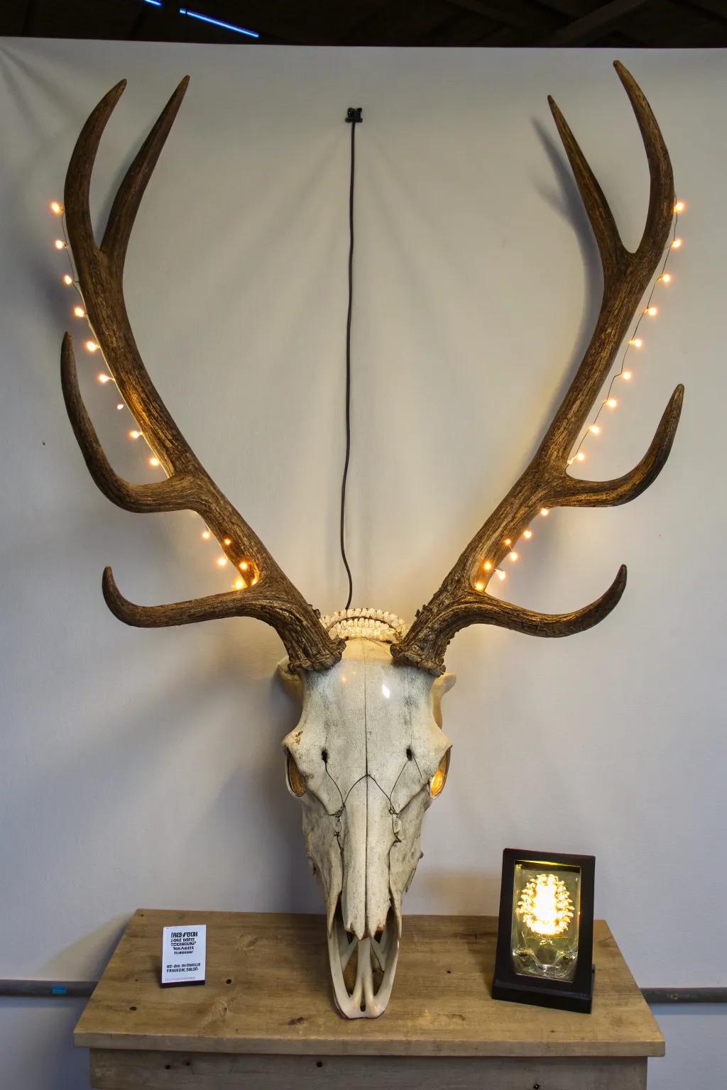 LED lighting introduces drama and highlights the mount.