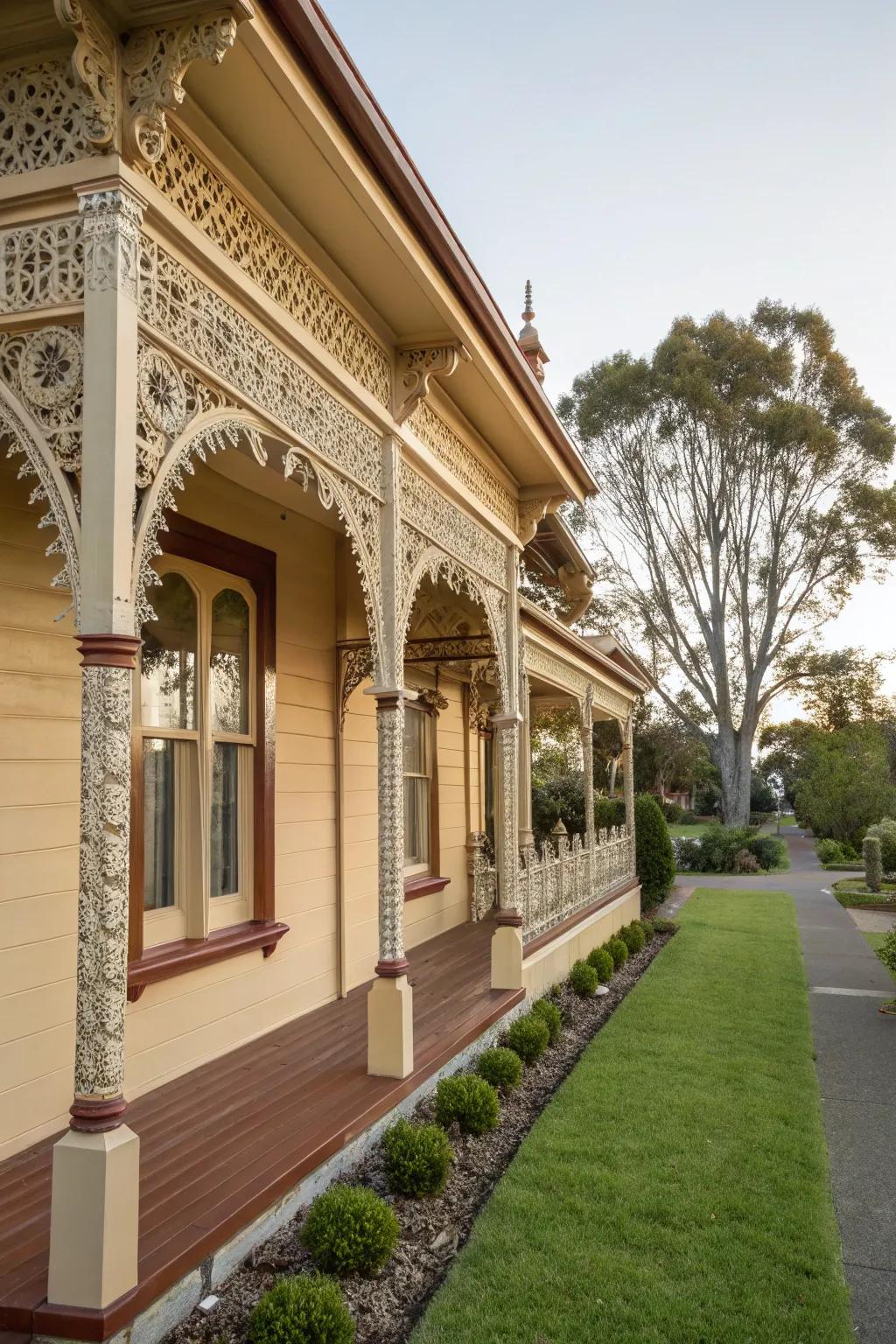 Decorative trim adding character to the exterior.