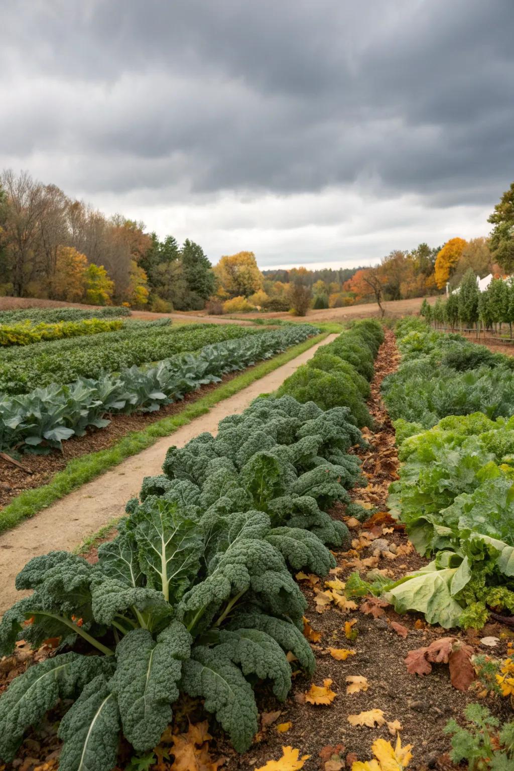Fall greens provide garden texture and harvest.