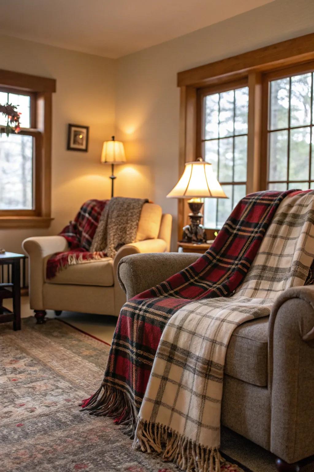 Add warmth and impeccable style with chic flannel throws.