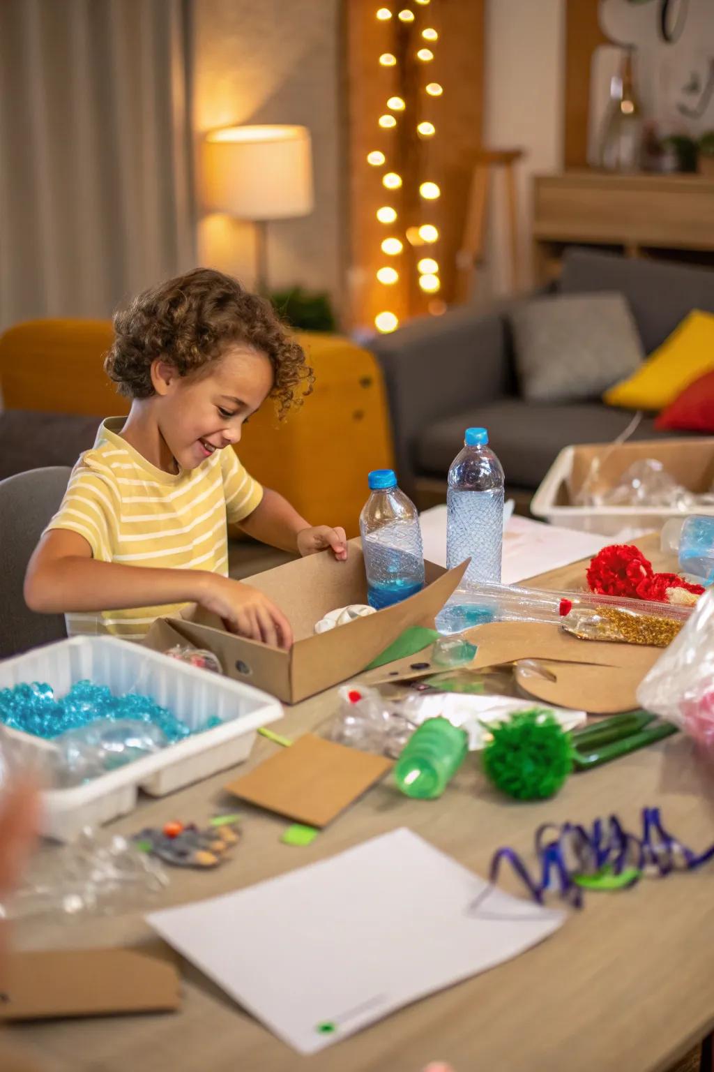 Reclaimed material art projects teach creativity and awareness about the environment.