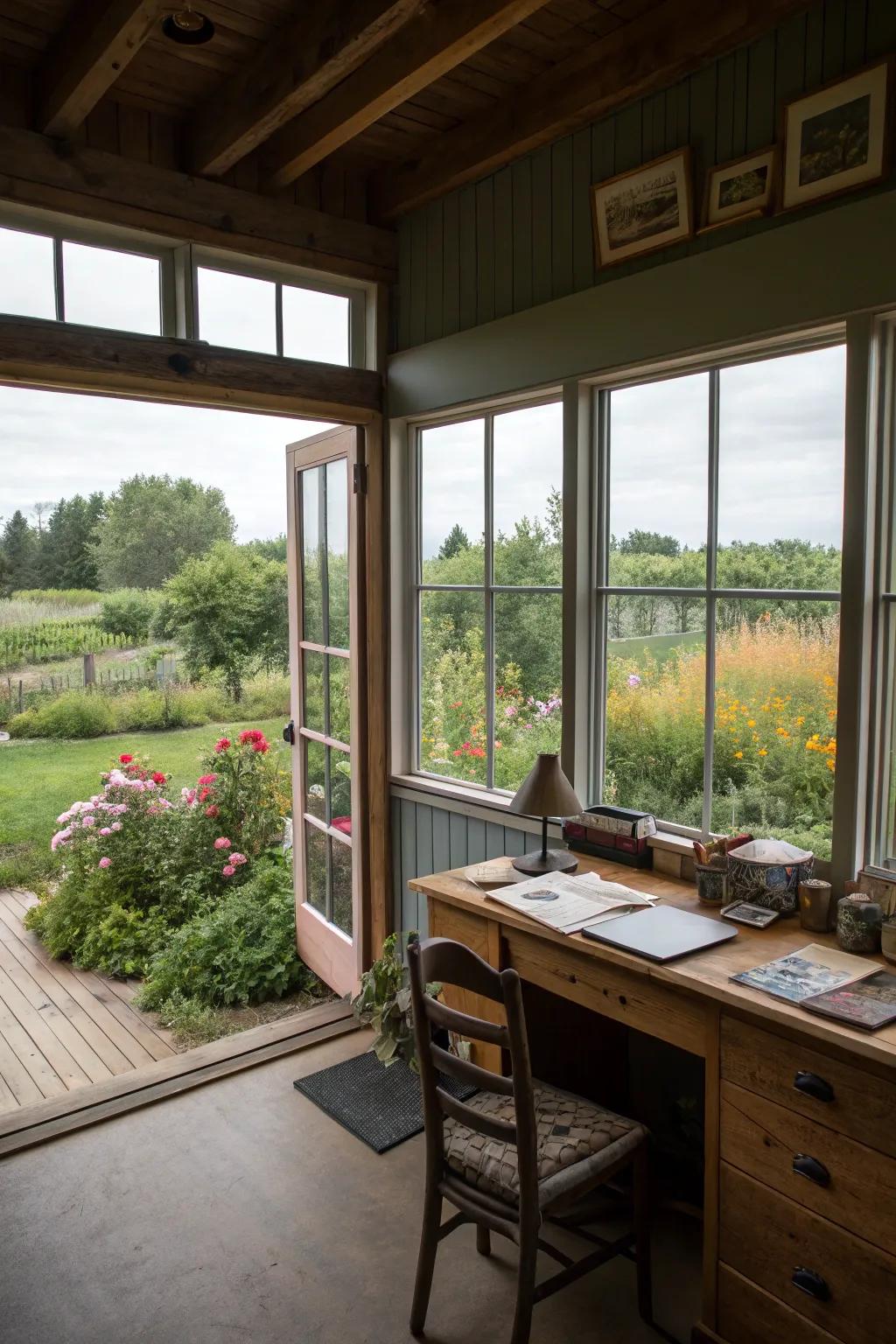 A workspace that links with nature for improved imagination.