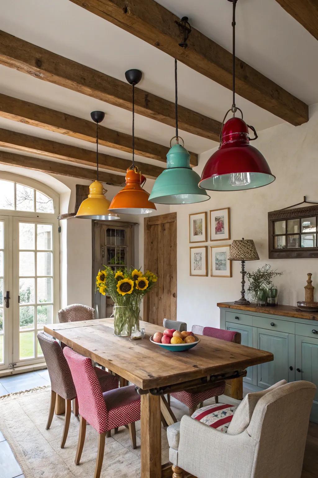 Shade-burst pendants infuse entertainment and character.