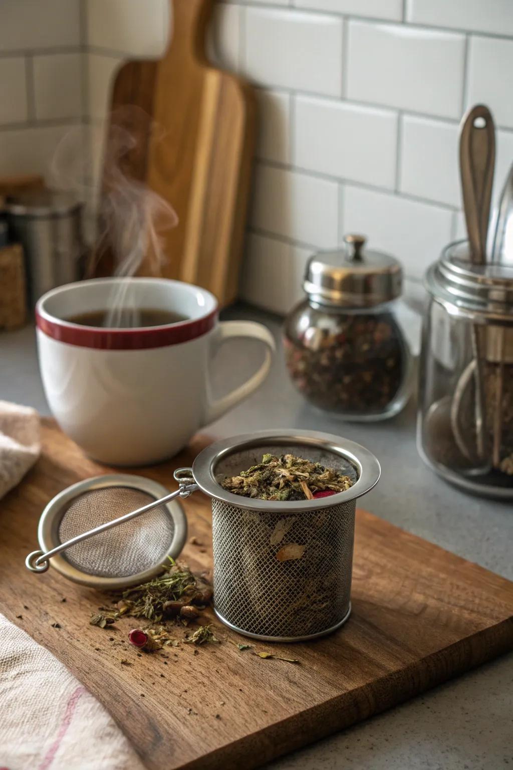 Brew the perfect cup of tea with this convenient infuser.