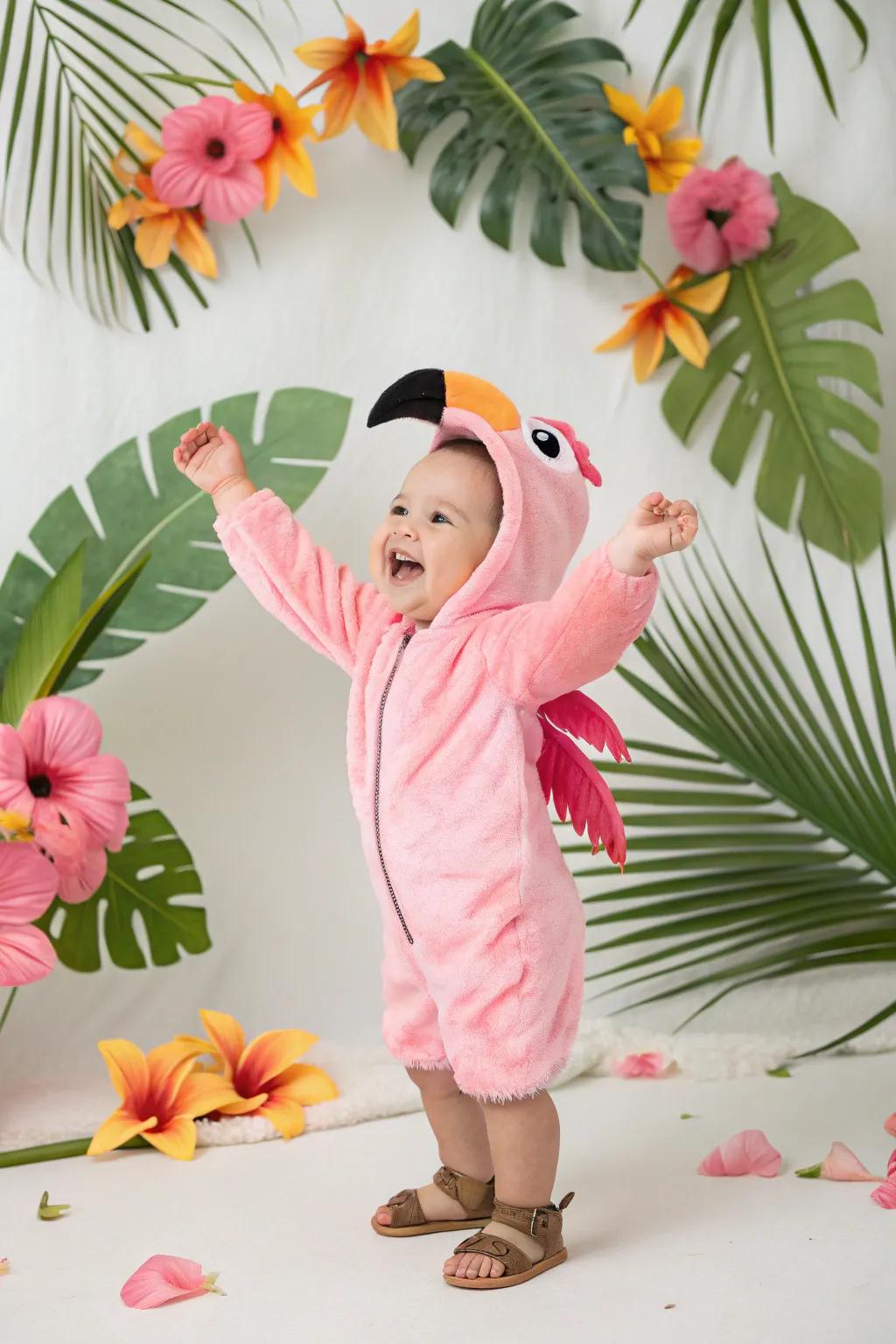 A vibrant flamingo costume for a splash of color.