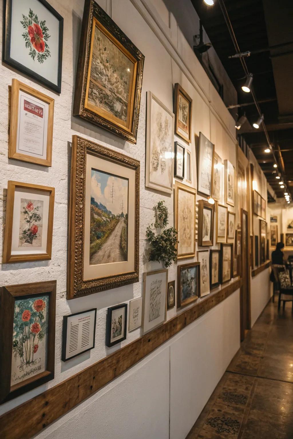 A display wall creating a personal and fashionable focal point.