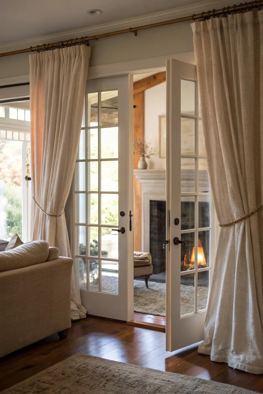 Textured fabrics add warmth and comfort.