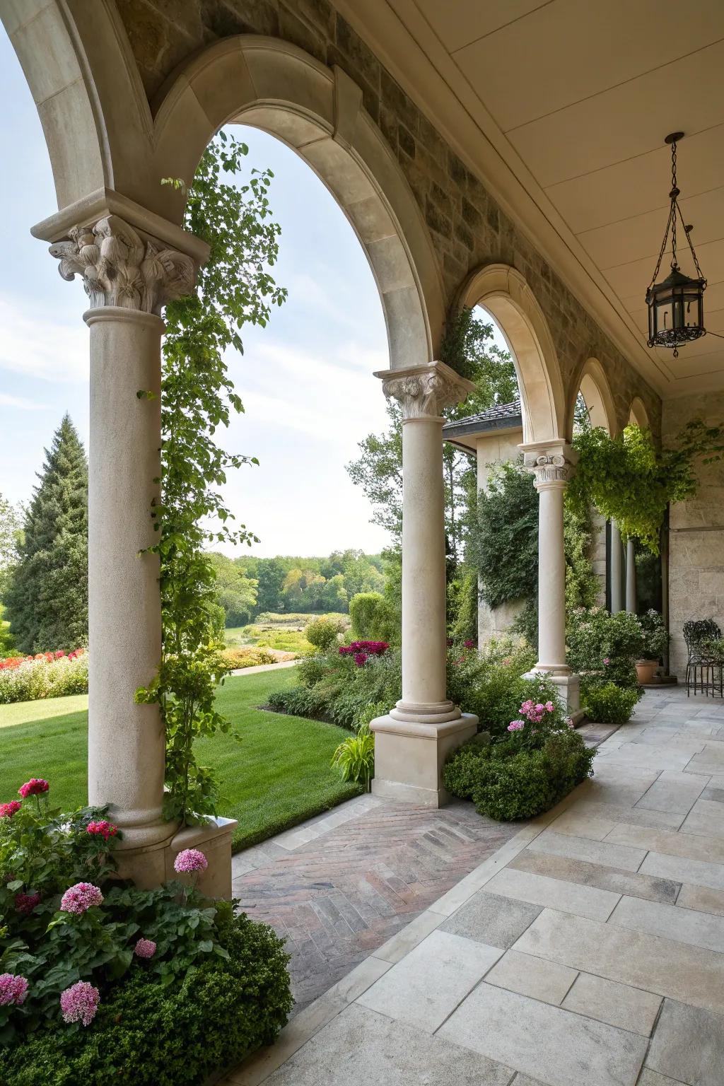 A loggia giving elegant permanent shade.