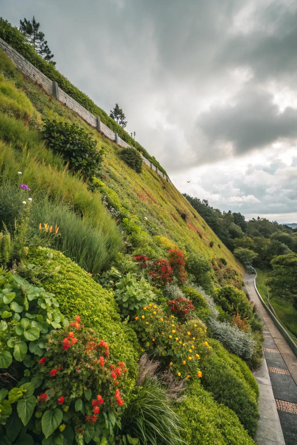 A vertical garden transforms your slope into a vertical garden showcase.