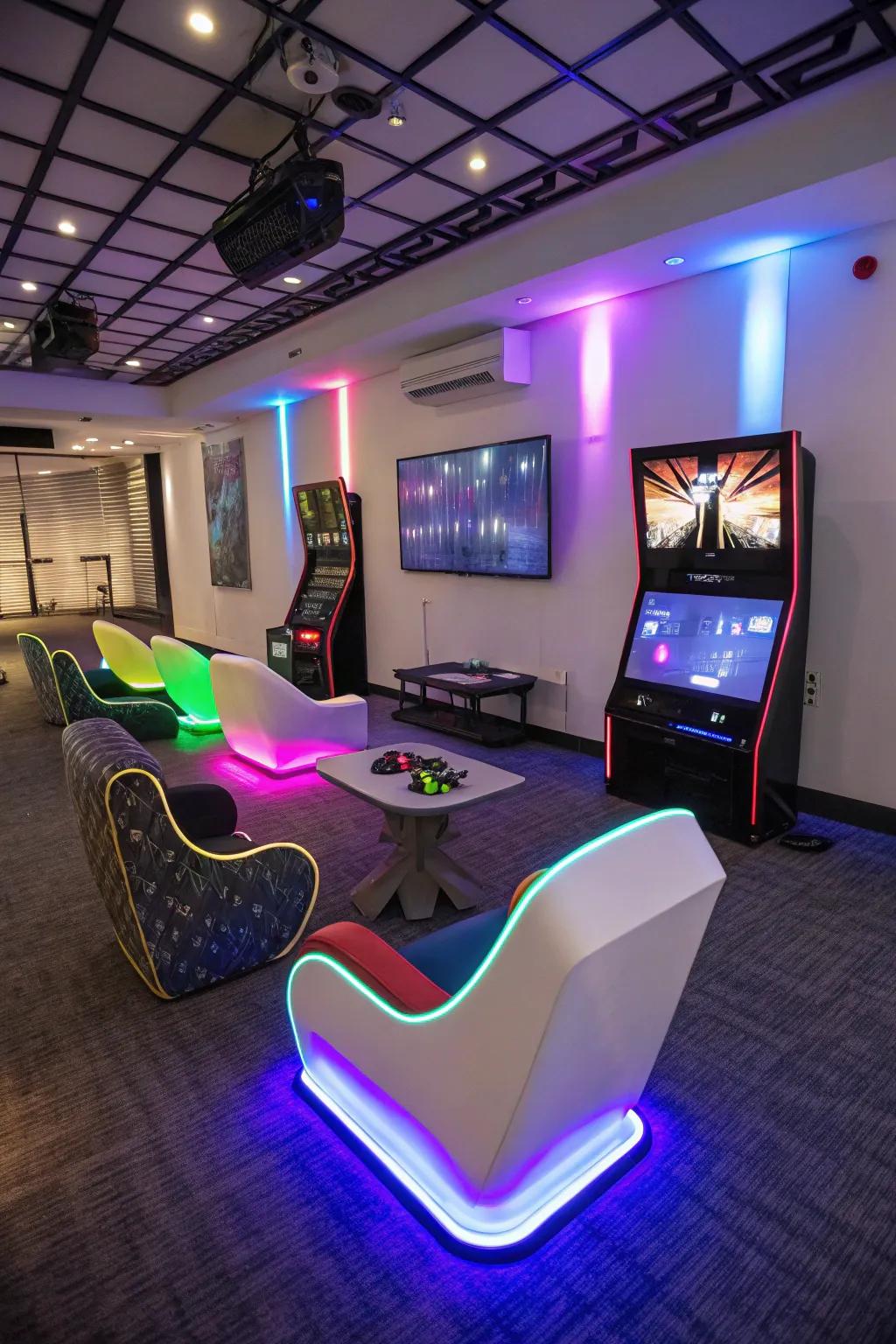 Future LED chairs add a bright glow to your gaming experience.