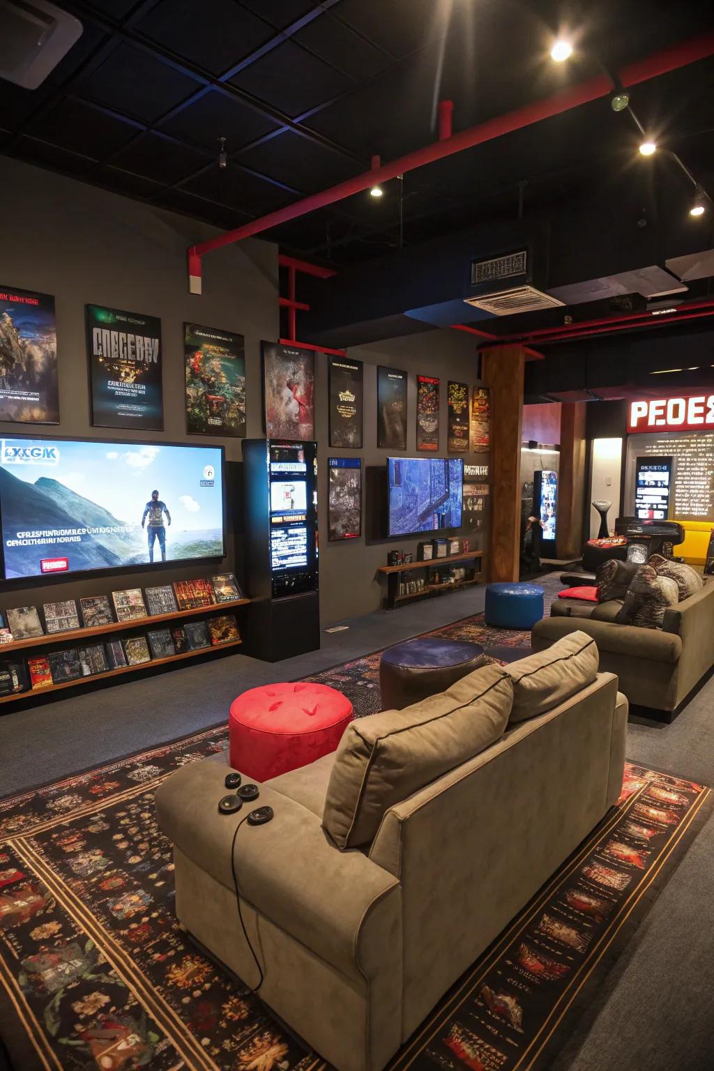 A themed gaming corner injects a personal and distinctive touch to the area.
