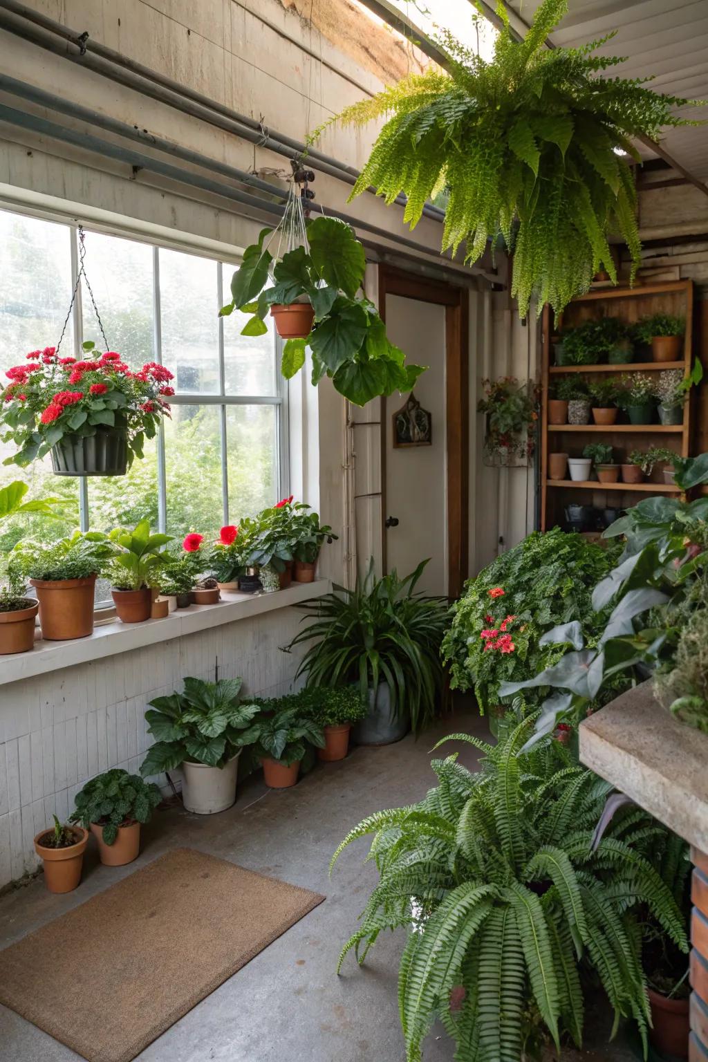 Indoor vegetation purifies air and imparts tranquility.