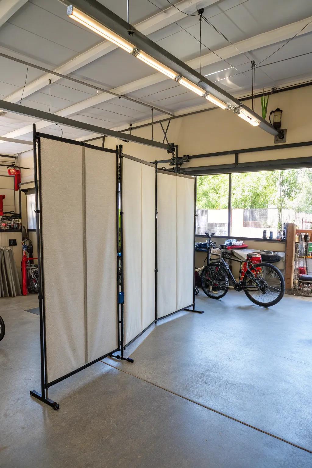 Textile panel screens are lightweight and simple to reposition.